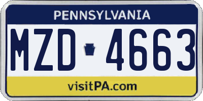 PA license plate MZD4663