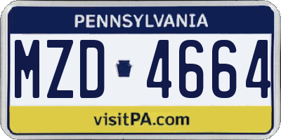 PA license plate MZD4664