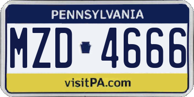 PA license plate MZD4666