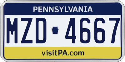 PA license plate MZD4667
