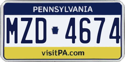 PA license plate MZD4674