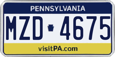 PA license plate MZD4675