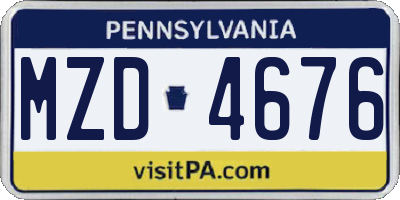 PA license plate MZD4676