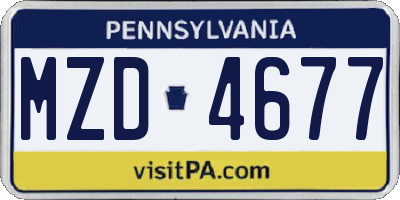 PA license plate MZD4677