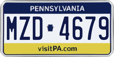 PA license plate MZD4679