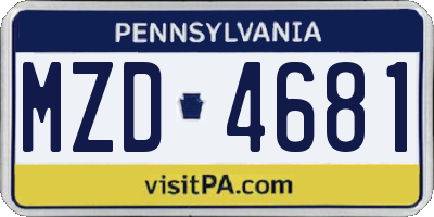 PA license plate MZD4681