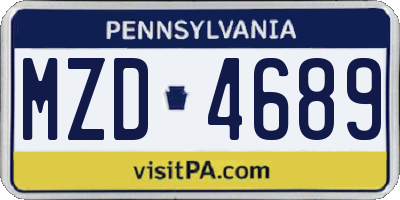 PA license plate MZD4689