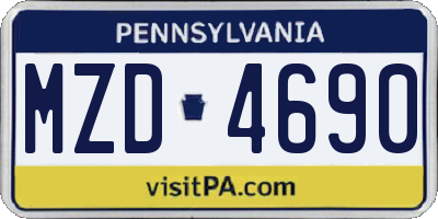 PA license plate MZD4690