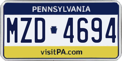 PA license plate MZD4694