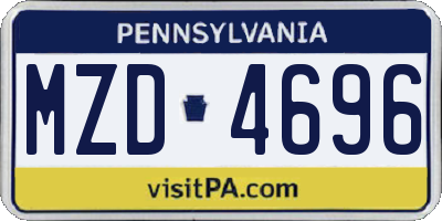 PA license plate MZD4696