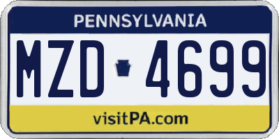 PA license plate MZD4699