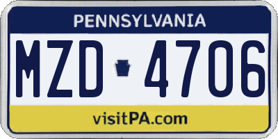 PA license plate MZD4706