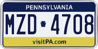 PA license plate MZD4708