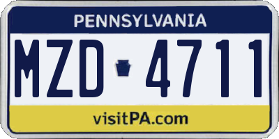 PA license plate MZD4711