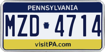 PA license plate MZD4714