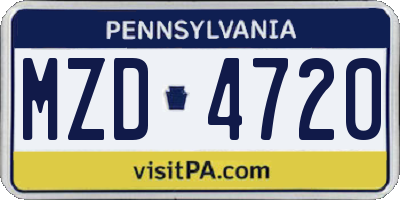 PA license plate MZD4720