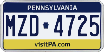 PA license plate MZD4725