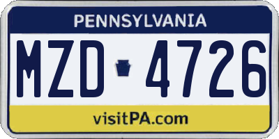 PA license plate MZD4726