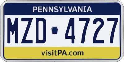 PA license plate MZD4727