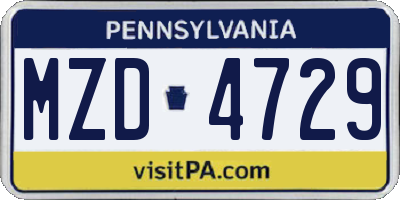PA license plate MZD4729