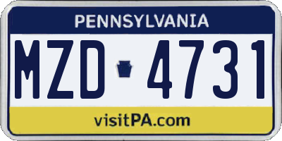 PA license plate MZD4731