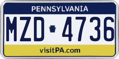 PA license plate MZD4736