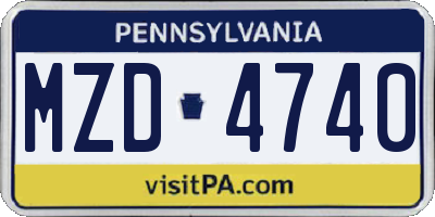 PA license plate MZD4740