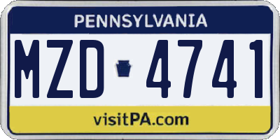 PA license plate MZD4741