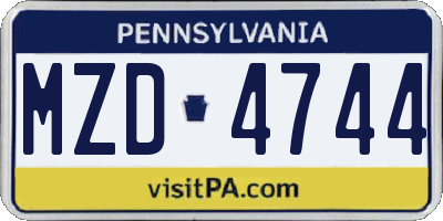PA license plate MZD4744