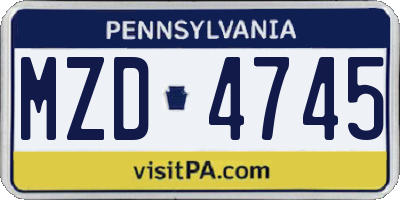 PA license plate MZD4745