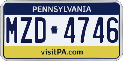 PA license plate MZD4746
