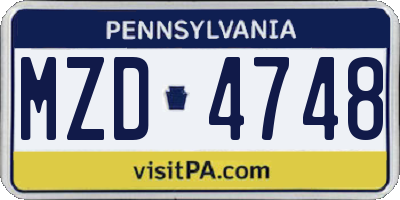 PA license plate MZD4748