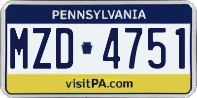 PA license plate MZD4751