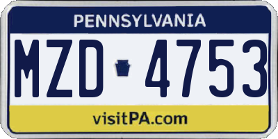 PA license plate MZD4753