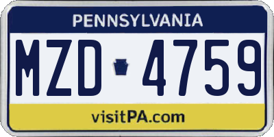 PA license plate MZD4759