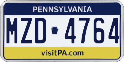 PA license plate MZD4764