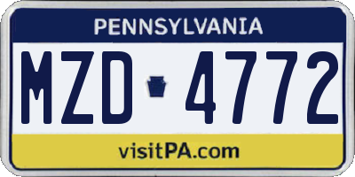 PA license plate MZD4772