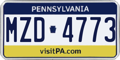 PA license plate MZD4773
