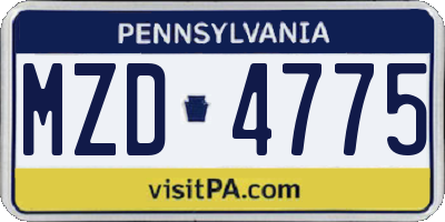 PA license plate MZD4775