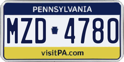 PA license plate MZD4780