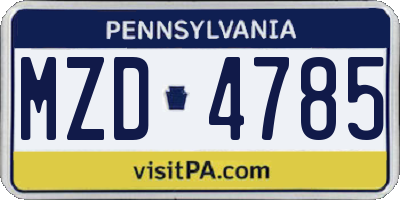 PA license plate MZD4785
