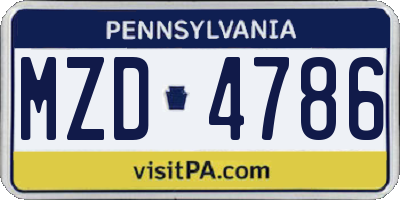 PA license plate MZD4786