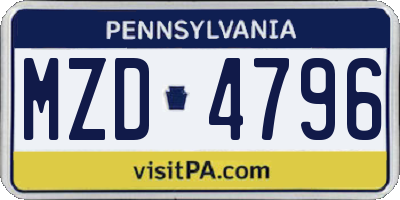 PA license plate MZD4796
