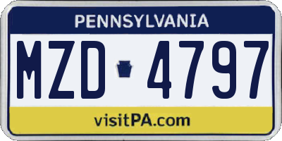 PA license plate MZD4797