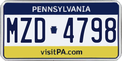 PA license plate MZD4798