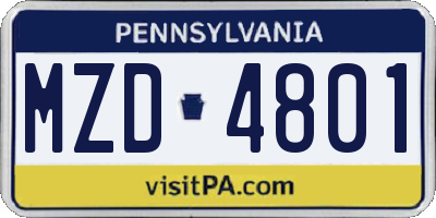 PA license plate MZD4801