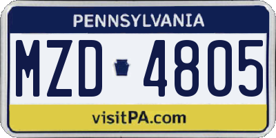 PA license plate MZD4805