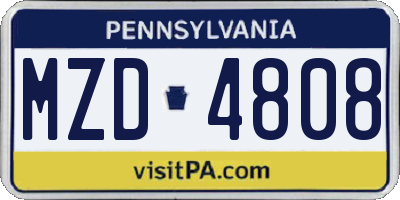 PA license plate MZD4808