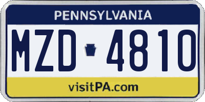 PA license plate MZD4810