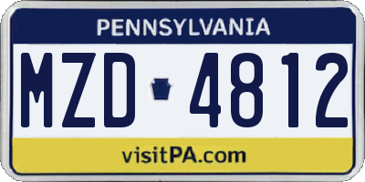 PA license plate MZD4812